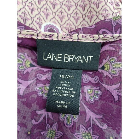 Lane Bryant Chiffon Purple Black Green Semi Sheer Sz 18/20 - Picture 7 of 8